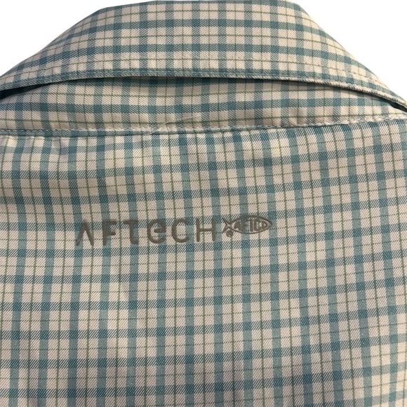 AFTCO Men's Plaid Short Sleeve Button-Up Shirt Green Blue Size L Casual - Picture 11 of 13
